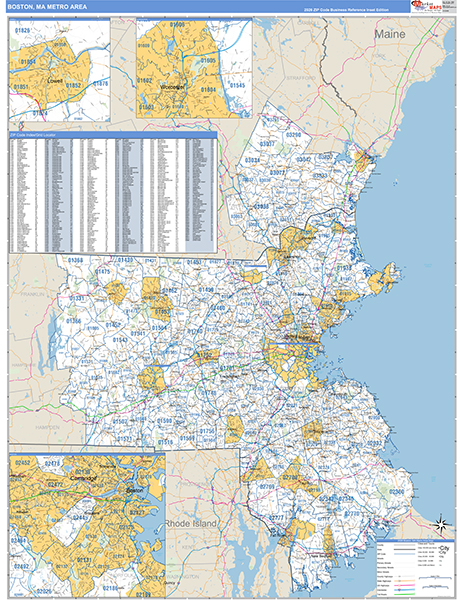 Boston-Cambridge-Newton Metro Area Wall Map